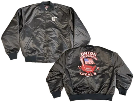 "Throw Back" pro-satin button-down jacket