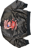 "Throw Back" pro-satin button-down jacket