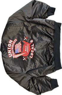 "Throw Back" pro-satin button-down jacket